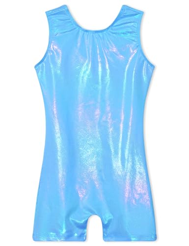 Image of TENVDA Leotards for Girls Gymnastics Kids Children Biketard With Shorts Sparkly Unicorn Dance Unitards（Multiple Colors）