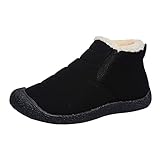 Celucke Schneestiefel Damen Gefütterte Boots Winterstiefel Runde Zehe Warme Winter Stiefeletten Schnee Stiefel Frauen Outdoor Flache Schuhe
