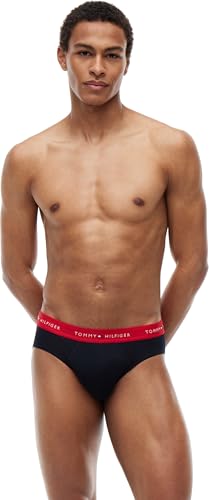 Tommy Hilfiger Herren 3er Pack Unterhosen Hip Briefs mit Logobund, Mehrfarbig (des Sky/Primary Red/White), L 5