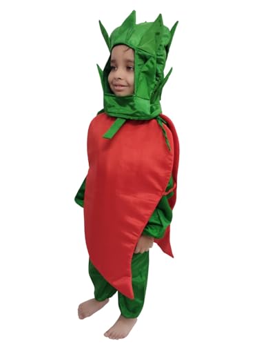 Image of BookMyCostume Red Chilli Lal Mirch Vegetable Kids Fancy Dress Costume 6-7 years