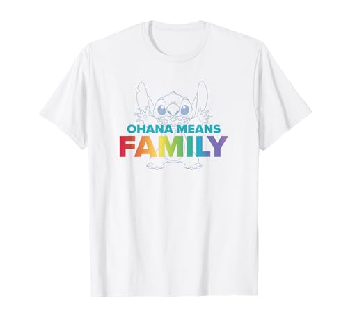 T-shirt Stitch Disney Rainbow arc-en-ciel Ohana haut noir en coton