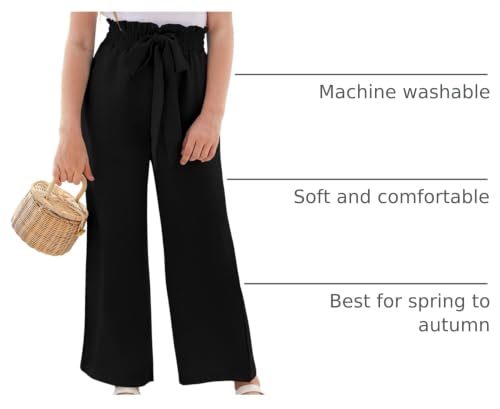 Image of SySea Girls Wide Leg Pants Kids Belted Dress Pants Lounge Trousers
