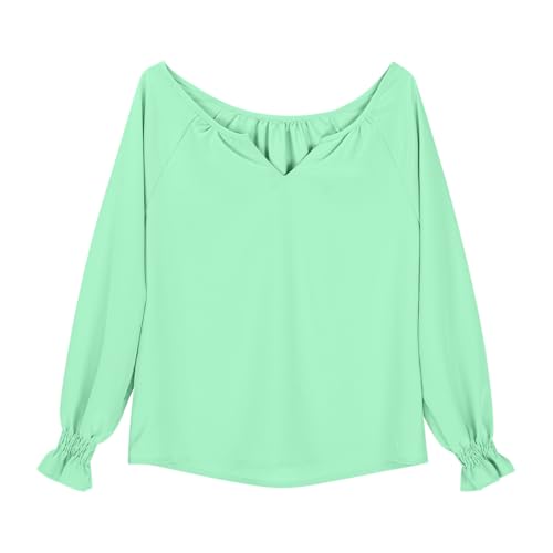 Long Sleeve Pullover for Girls V Neck Notch Lightweight Quick Dry Casual Fashion Shirts Solid Puff Long Sleeve Tees4