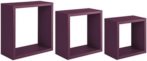SANITEC Nightmare Wall Shelves, Wood, Aubergine Purple, 15.5 x 35 x 35 cm