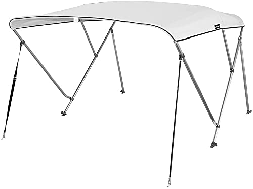 Photo 1 of MSC 3 Bow 4 Bow Bimini Top Boat Cover with Rear Support Pole and Storage Boot (3 Bow 6'L x 46" H x 79"-84" W, White) 3 Bow 6'L x 46"H x 79"-84"W White