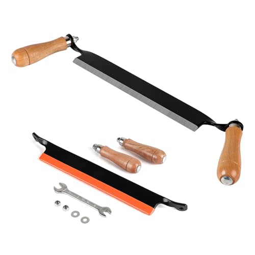 SWAWIS 250mm Zugmesser für Holz Gerade Reifmesser mit Ergonomischen Holzgriffen und Klingenschutz Rindenschäler Scharfer für Holzbearbeitung Zusammenbau Erforderlich(10)