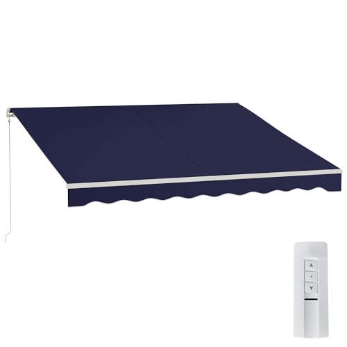 Outsunny 12' x 10' Electric Awning, Retractable Awning, UV Protection Sun Shade Shelter with...