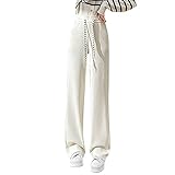 Cierre elástico LAOSU Pantalón Casual Chic Moda Elástico Pantalones Baggy Vaqueros Largos Cintura Alta Ancho Pantalones Rosa Deporte Palazzo Mujer Largo Jogging Amarillo Pantalones, D-C, XXL