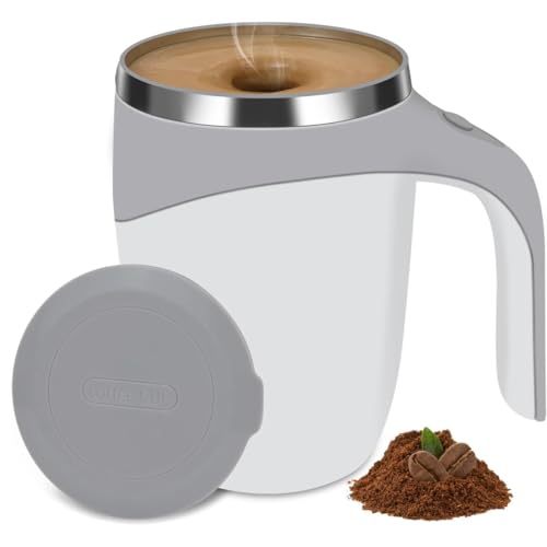 Self Stirring Mug, Magnetic Automatic Self-Stirring Coffee Mug for Milk/Cocoa at Office/Kitchen/Travel Best Gift (White-USB)