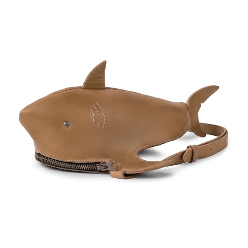 Image of Shark-Shaped Shoulder Bag with Adjustable Strap, Crossbody Bag, Messenger Bag, Full Grain Leather, Handmade
