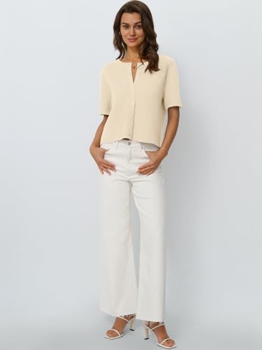 Image of LILLUSORY Short Sleeve Cardigan Sweaters for Women | Cropped Button Up, Summer 2026 Outfits, Y2K Fashion, Lightweight Knit, Versatile layering for work, casual & going out