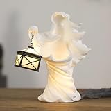 Generic Hell's Messenger with Lantern,Faceless Ghost Sculpture Halloween Decorations, Scary Hell Messenger Lantern Decoration, Witch Resin Sculpture Decoration,for Halloween Outdoor Decor (White)