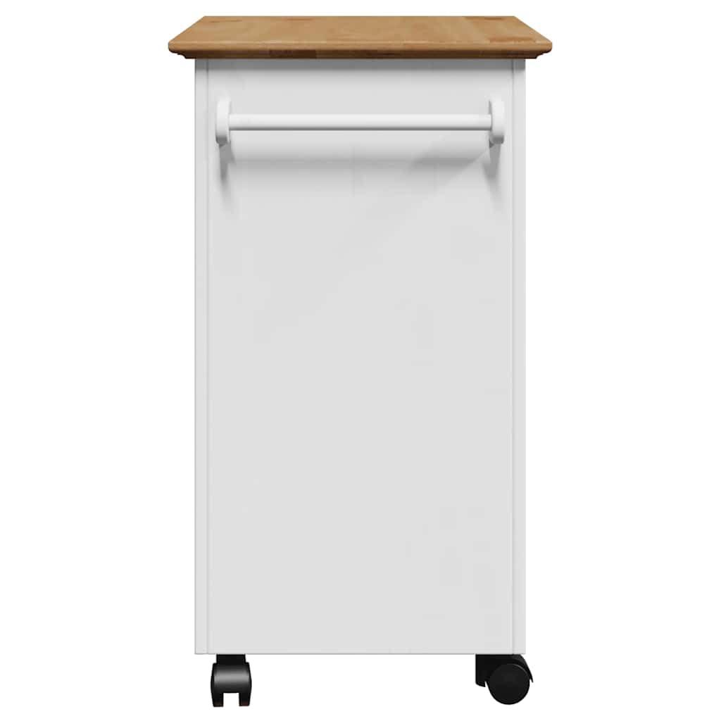 Gecheer Carrito de Cocina BODO Blanco y marrón 67,5x45x80 cm,Carrito verdulero para Cocina,Carrito Auxiliar Multiuso,Carros de Servicio
