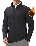 MAGCOMSEN 1/4 Zip Pullover Men Fleece Lined Winter Sweatshirts Water Resistant Golf Jacket Warm Athletic Workout Black XL