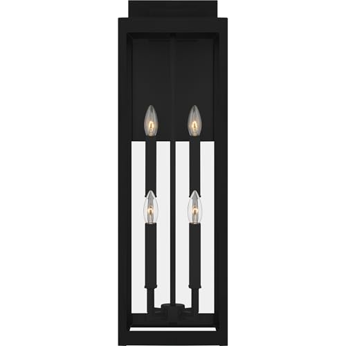 Image of Quoizel Westover 30 inch Outdoor Wall Lantern, Earth Black | 4-Light, Clear Beveled Glass, E26 Base, ETL Wet Rated