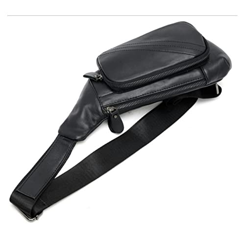 Men's Chest Bag Men's Casual Chest Bag Waterproof Shoulder Bag Messenger Bag for Travel Hiking Running(Black)2