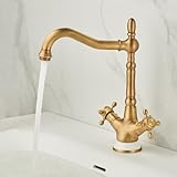 La double poignée croisée Mitigeur Salle de Bain Vintage commute l'eau chaude et froide, et la température et le débit de l'eau peuvent être facilement réglés. L'opération est simple et rapide, et vous pouvez régler la température qui vous convient.
