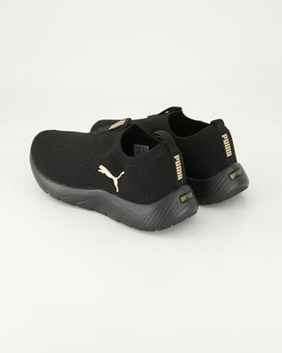 Image of PUMA Softride Premier 309834 09 Women's Slip-On Knitted Running Shoes Black Gold