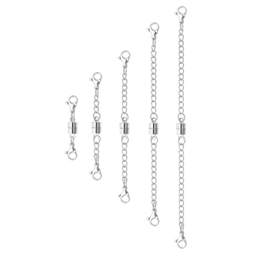 Necklace Extender Magnetic Necklace Clasp Gold and Silver Adjustable Chain Extenders for Necklaces,Magnetic Necklace Clasps and Closures with Extender Chains Bracelet Extender Necklace Extension