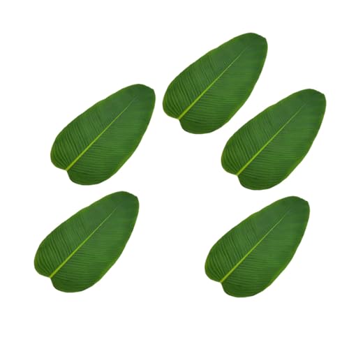 Lurrose Hojas de Canna y Plátano Artificiales para Decoración de Fiesta Tropical y Bodas, 5 Unidades Verdes sin Hueso, Ideales para Ambientes Interiores y Exteriores