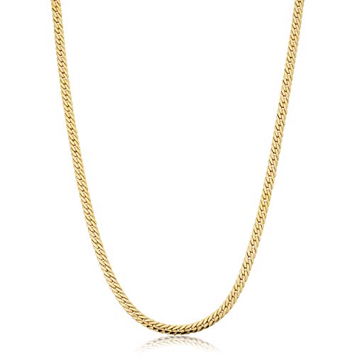 Solid 14k Yellow Gold Filled 3.9 mm Bombay Curb Chain Necklace for Men and Women (16, 18 or 20 inch)