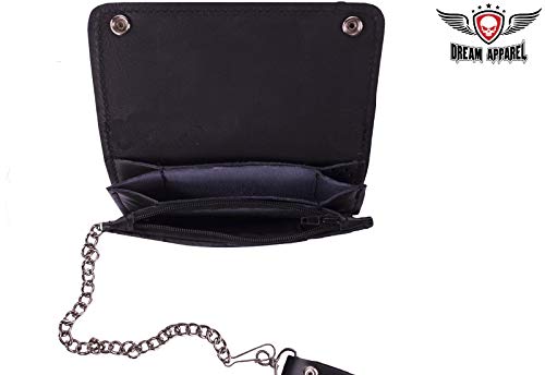 Premium Quality Black Leather Bifold Motorcycle Chain Wallet2