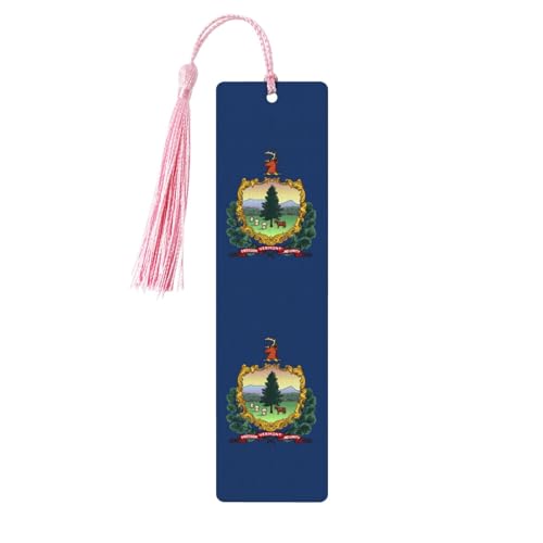 バーモント州旗プリント 読書ページマーカー しおり タッセル付き木製しおり5個 本好きへのギフトに