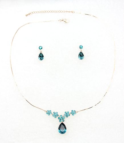 Image of Faship Gorgeous Rhinestone Crystal Floral Necklace Earrings Set
