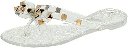Image of TOP Moda Womens Studded Jelly Flip Flops Sandals with Bow