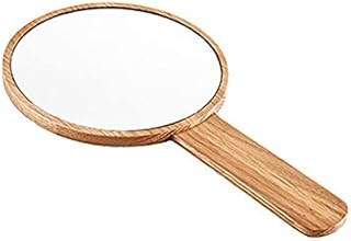 WULFY Mirror Hand-held Mirror with Handle, Hand-held High-Definition Mirror Wooden Frame, Pure Retro Goggles for Salon Hairdressers, Hand Mirror for Professional Hairdressers Beauty Salon Makeup,