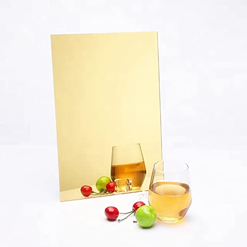 Image of 2MM Acrylic Mirror Sheet, 1 /16'' Gold 12 inch x 12 inch Mirrored Acrylic Lucite Plexiglass Sheet (Actual Size 11.875 inch x 11.875 inch)