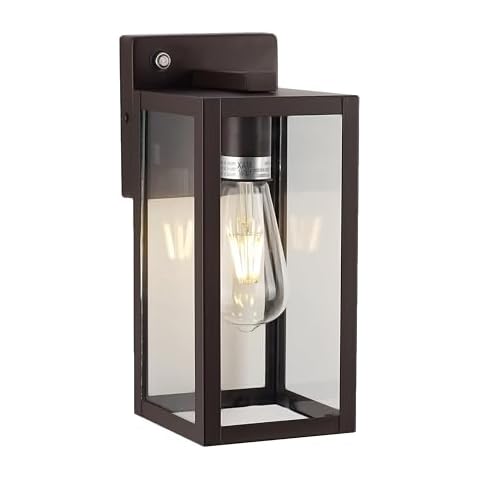 MICSIU Dusk to Dawn Outdoor Lighting, 11 Inch Clear Glass Photocell Porch Light with E26 Base Socket, Oil Rubbed Bronze Outside Lights for House Porch Passwalk Garage Cover