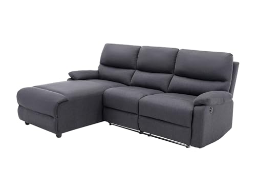 Vente-unique - Canapé d'angle Gauche Relax électrique en Tissu Gris Anthracite LUNANO