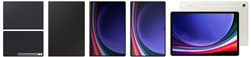 Image of Samsung Tab S9 Ultra, RAM 12 GB, ROM 256 GB, Wi-Fi + 5G Tablet, Beige with S9 Ultra Screen Protector & S9 Ultra Book Cover Keyboard, Black & S9 Ultra Privacy Screen, Black & S9 Ultra Book Cover, Black