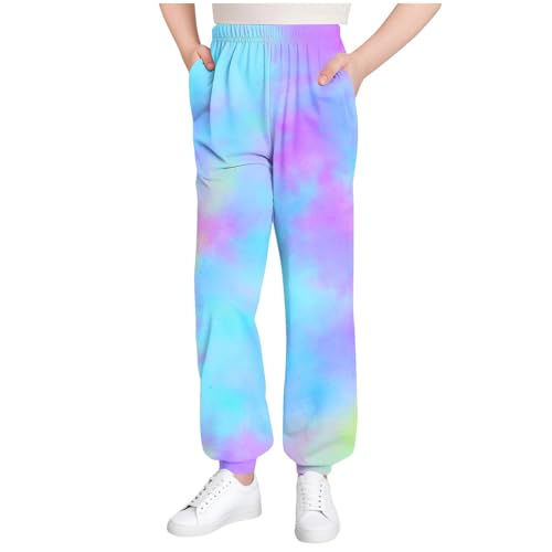 Girls Boys Tie Dye Casual Sweatpants Elastic Waist Joggers Loose Athletic Track Pants with Pockets for Kids 3-15 Years