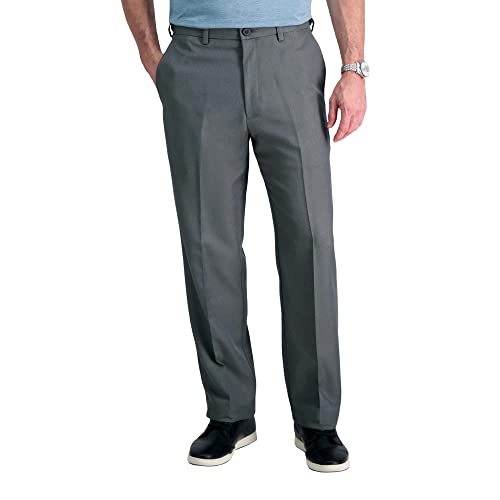 Haggar mens cool 18 stria hidden expandable waistband plain front
