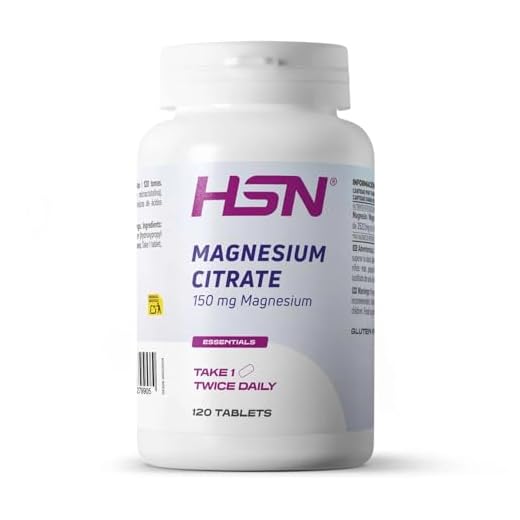 HSN Citrato de Magnesio 400 MG Mineral Elemental por dosis diaria | 120 Tabletas de Puro Magnesio de ALTA Biodisponibilidad | No-GMO, Vegano, Sin Gluten