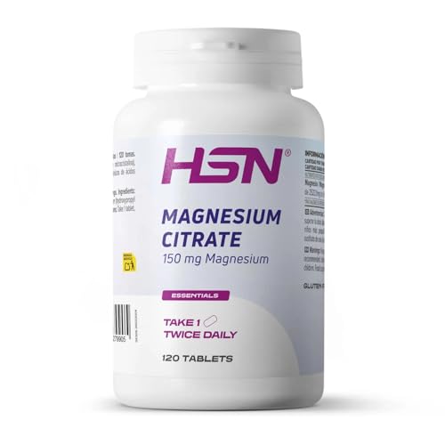 HSN Citrato de Magnesio 300mg Magnesio Elemental por dosis diaria | 120 Tabletas | Contribuye a Reducir el Cansancio y la Fatiga (EFSA) | Sin Gluten y Apto Vegano