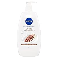 NIVEA Rich Lather Cocoa and Macadamia Oil Body Wash 1L | With Vitamins C, E & Macadamia Oil | Moisturising Shower Gel | Relieves Dry Skin | Subtle Cocoa Scent | For Long-Lasting Soft Skin