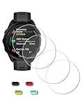iDaPro [4Pcs Screen Protector for Garmin Forerunner 165 / Forerunner 165 Music+[4Pcs] Silicone Anti-dust Plugs,Tempered Glass,9H Hardness,Anti-Scratch,Anti-Bubble,Easy Installation