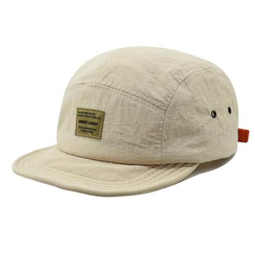 Vintage Japanese Streetwear Snapback Cap Lightweight Breathable Duckbill Baseball Hat Hip-Hop Casual Flat Brim Cap (Beige)