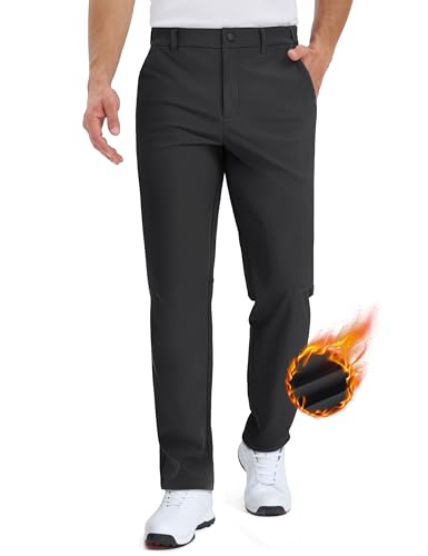 TACVASEN Winter Golf Pants for Men Fleece Lined Work Business Casual Dress Slacks Water Resistant Stretch Warm Trousers - Main Image