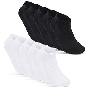 sockenkauf24 Lot de 10 Paires Chaussettes Basses Homme Femme Socquette Respirant avec Maille Coton Noir Blanc Gris