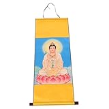 Veemoon Guanyin Wandbild Rollbild Buddhistische Wohnraumdekoration Farbintensive Tapisserie für Schlafzimmer und Meditationsraum Langlebige Farben Friedvolle Atmosphäre