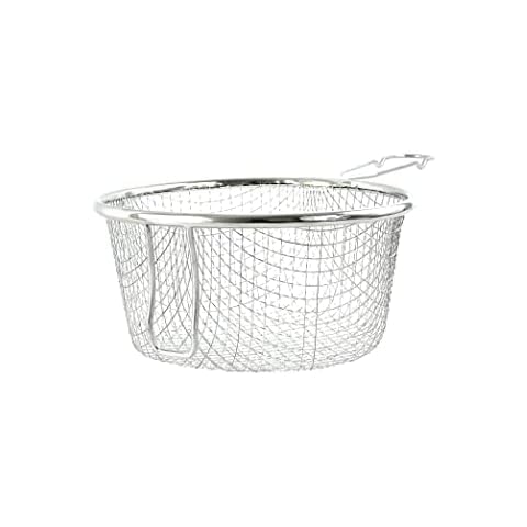 Stainless Steel Kitchen Craft Deep Chip Veg Fryer Wire Mesh Basket 19cm & 24cm (1x 21cm) Cover