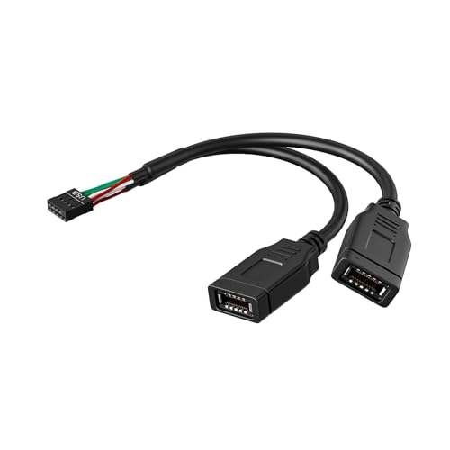 Image of Motherboard 9pin USB 2.0 to Dual Type C Cable for PC New Case | USB2.0 Header to 2 Type E Adapter, For New PC Case