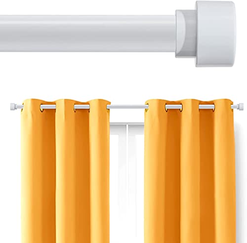 Barra de cortina, 121-213CM Barra de cortina Extensible con Final de Cabeza Cilíndrica con Soportes, Barra de Cortina Juego Ajustable de Herrajes de Acero Inoxidable Decorativa para Dormitorio/Blanco Cover