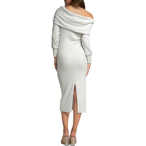 Elan Womens Metallic Cowl Neck Pullover Sweater Silver S #TOP1