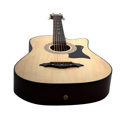 Image of JUAREZ 38 Inch Cutaway Acoustic Guitar Kit with Pick Guard | ABS Neck & Fingerboard | Linden Wood Body | Steel Strings | Natural Khaki | Guitar Bag, Strap, Picks & Spare Strings, JRZ38CAB-NAT-KIT
