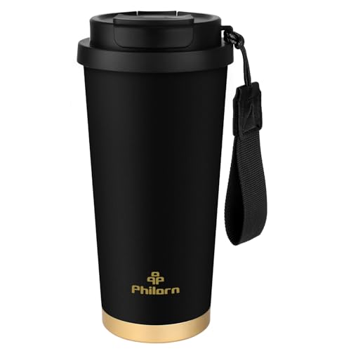 PHILORN Tasse Isotherme Café avec Couvercle, 500ml Mug Isotherme pour Voiture et Voyage, Sans BPA